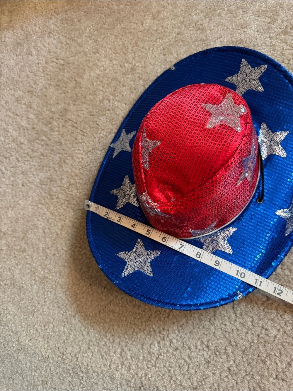 BIG GIRLS - Red & Blue Sequin Star Light Up Cowboy Hat
